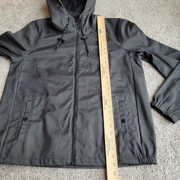 Nomad Jacket Mens Sz M Tech Fleece Lined Hooded Full Zip Snap Pockets Gray READ - Picture 6 of 15